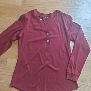 Women's Red V-Neck Top